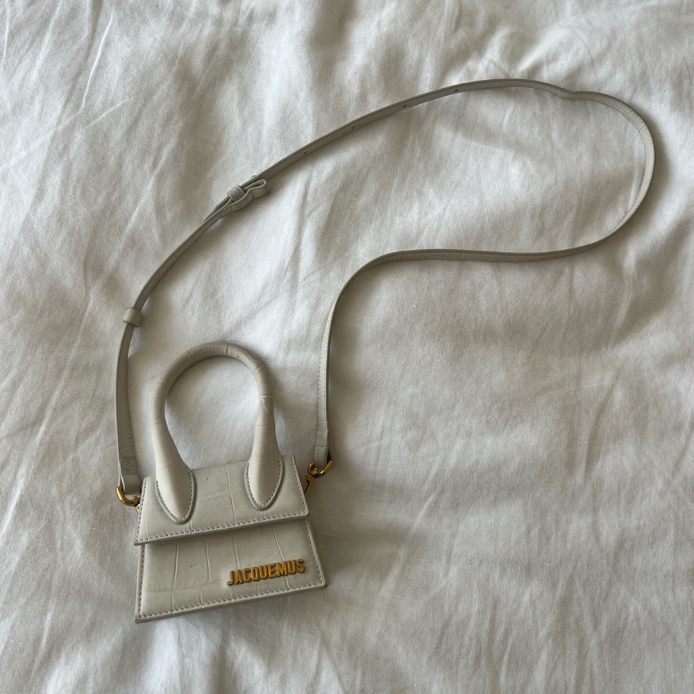 Jacquemus Le Chiquito Purse in Off-White Suede Croc